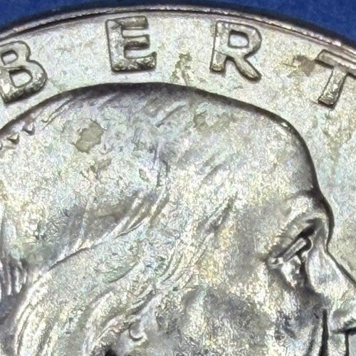 1963 Franklin Half Dollar 50C BU Uncirculated Final Year 90% Silver Toned Coin
