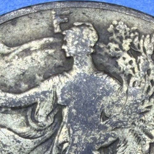 1943 Walking Liberty Half Dollar 50C VF 90% Silver Golden Toned WWII Era Coin