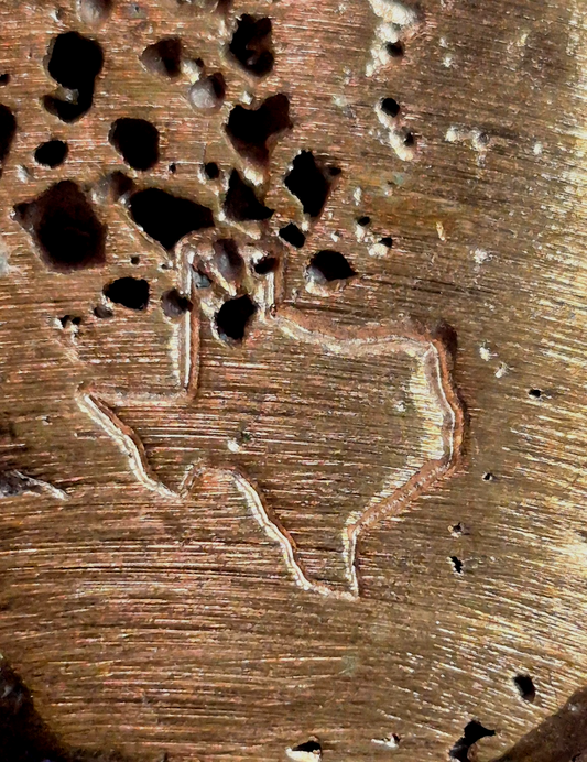 Unique 6.6oz Texas Logo Hand Pour Pure 999 Copper Bar/ingot Chunky 2.5 X 1 X 3/4