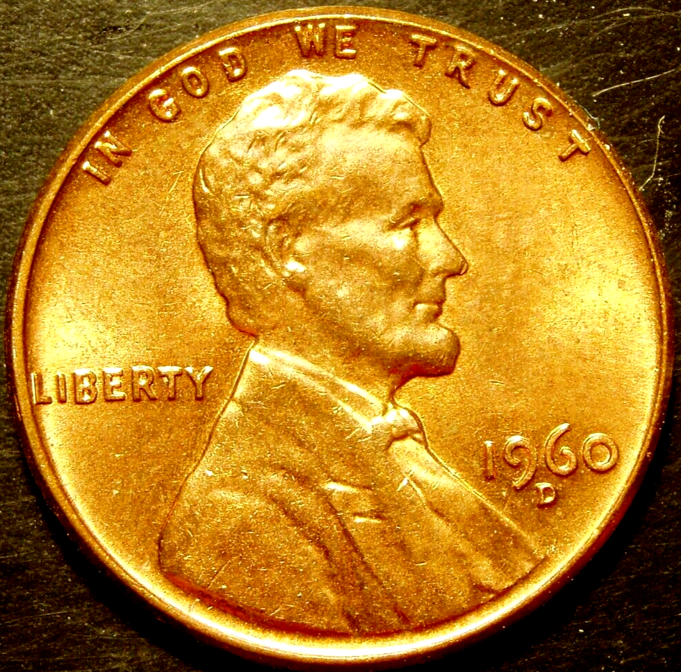 1960 D Large Date 1c Lincoln Memorial Cent BU Uncirculated Coin From Mint Roll