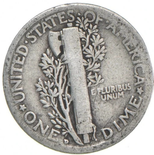 1919 D Winged Liberty Mercury 90% SILVER Dime G-VG Average Circulated Condition
