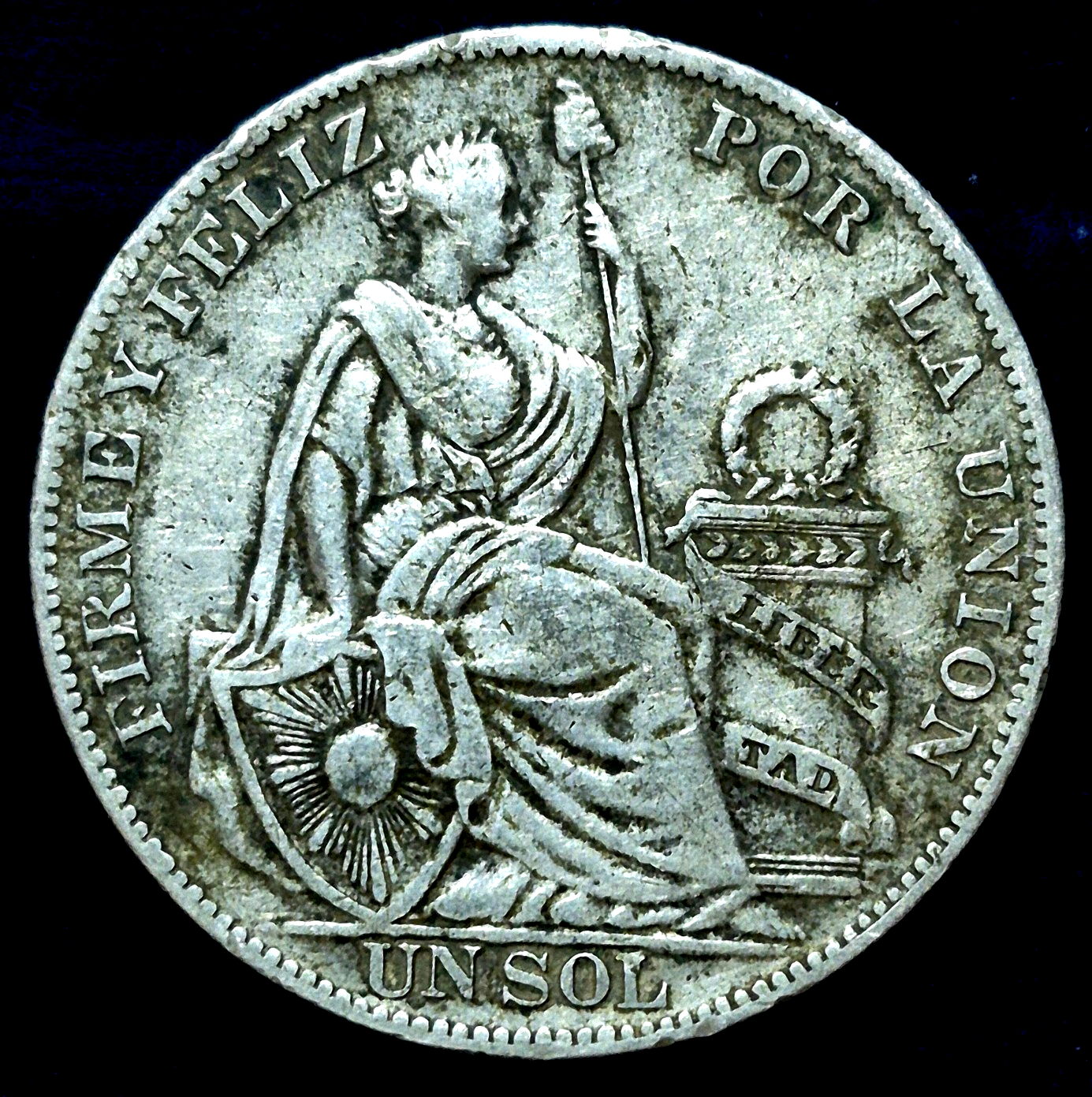 1934 Peru 1 Un Sol 37mm VF+ Features 50% Silver Minted in Philly, Plata, KM218.1