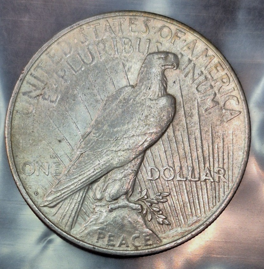 1922-D Peace Silver Dollar $1 AU About Uncirculated Denver Mint 90% Silver Toned