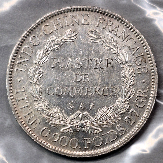 1902-A French Indochina Piastre de Commerce .900 Silver Trade Dollar AU KM 5a.1