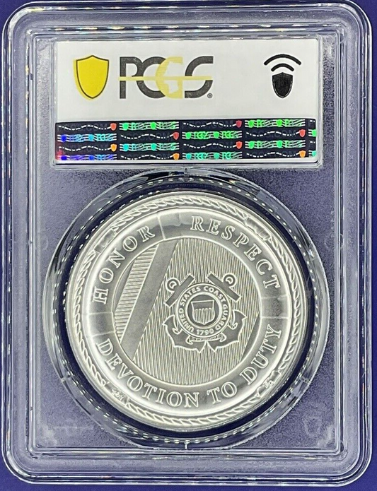 2022 SILVER US Coast Guard Medal Gold PCGS Label MS69 SEMPER PARATUS Devotion