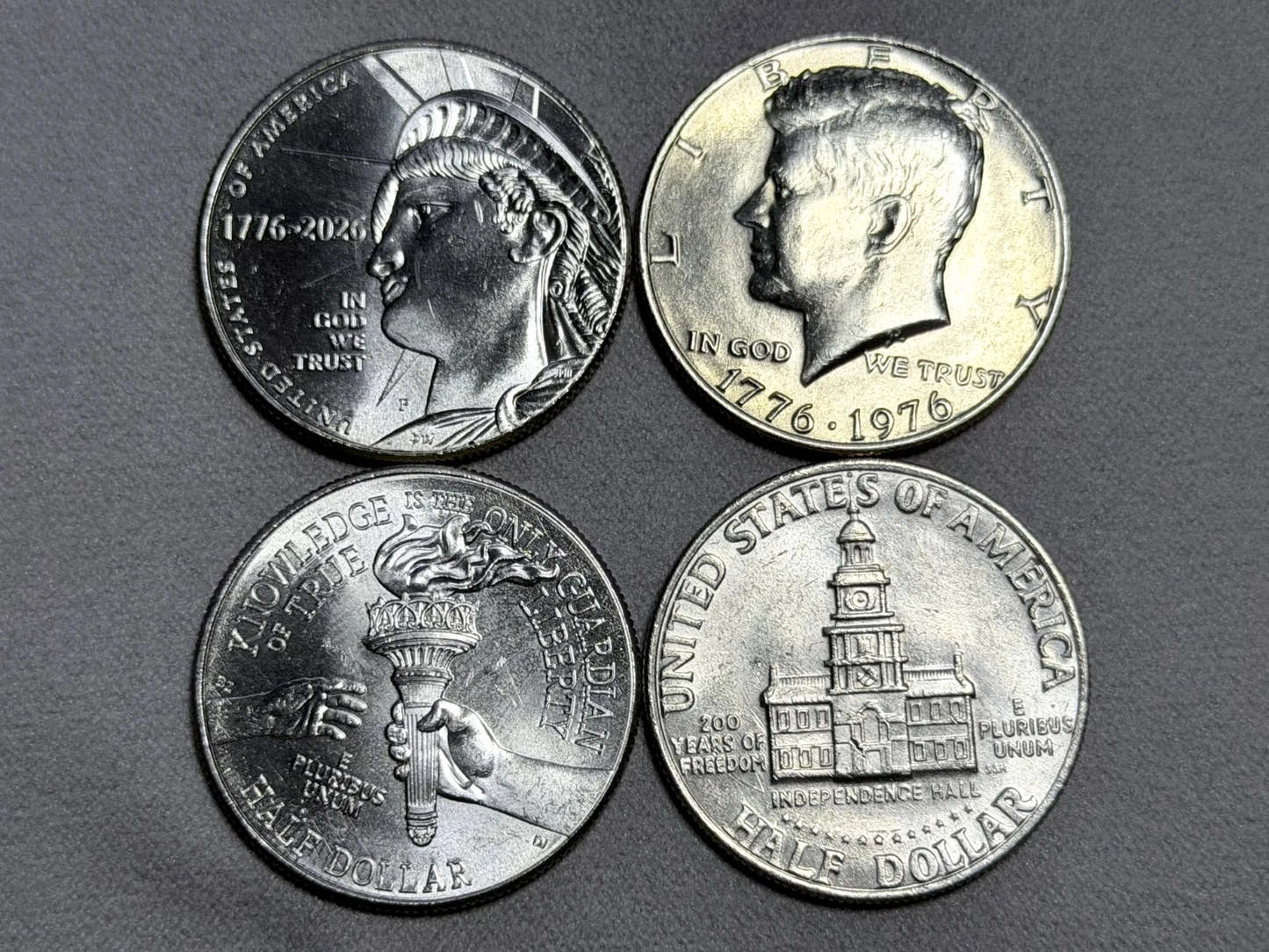 1976P & 2026P (2) Half Dollars, Lot Only Dual Dates Minted! (1)SemiQ (1)Kennedy