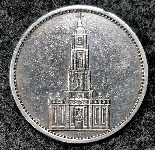 1935-A Germany Historic Third Reich 5 Reichsmark .90 Silver Lettered Edge