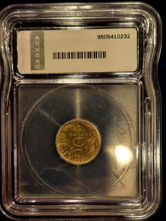 1982 France 5 Centimes Marianne Al-Bronze ICG Genuine World Coin Treasure Hoard