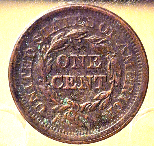 1851 Braided Hair Large Cent Broadstruck Error Crisp AU Features N5 R3
