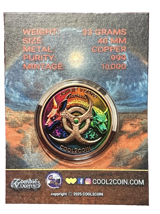 Australia Zombies Vixens LIMITED EDITION Wt 33 Gram .999 Copper Round