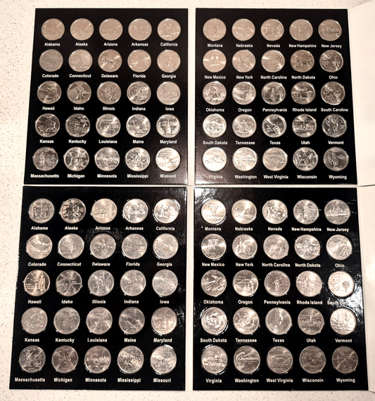US STATE QUARTER SET P & D MINTS WITH ALBUMS, 1999 THRU 2008. 100 UNC QUARTERS