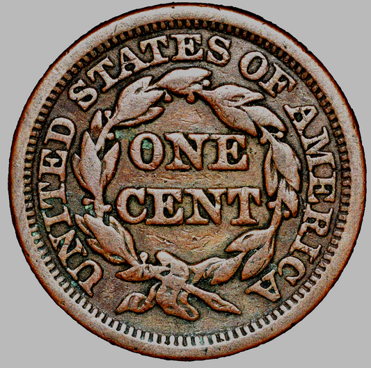 1848 1C BN Braided Hair Cent N31 R3 GSID 1138 Fine-Very Fine Features