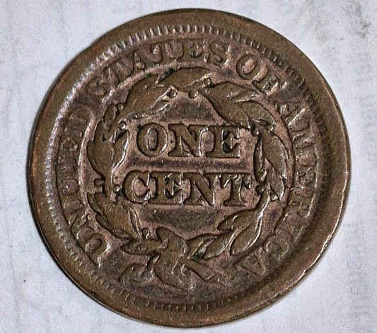 1851 Coronet Large Cent Braided Hair Strong Very Good Features N30 R2 1C