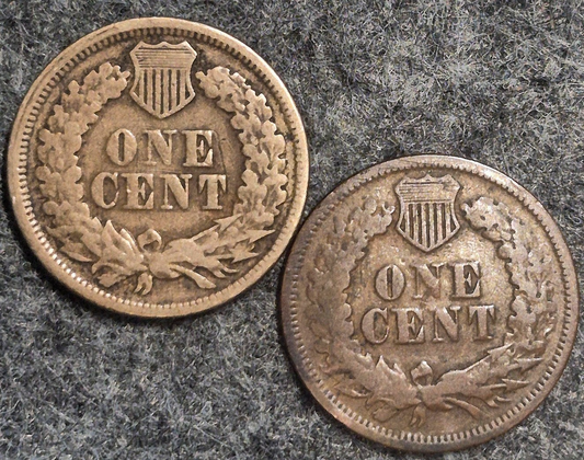 (2) 1864 Indian Head Cents Both VG Features (1) Type II (1) Type III Coins Shown