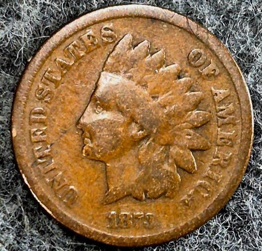 1873 Indian Head Cent Penny Good Features, Open 3, Receive Coin Pictured 1C