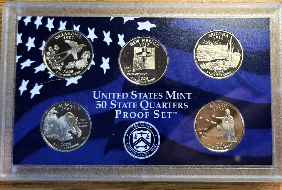 United States 5-piece Proof Set 2008 U.S. Mint 50 State Quarters Proof 25C