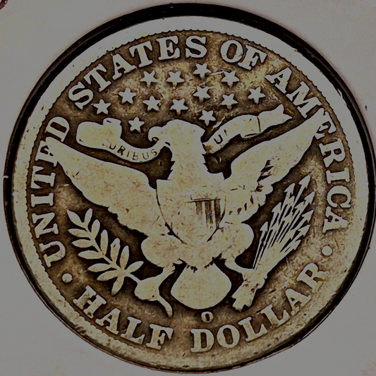 1900 O Barber Half Dollar 90% Silver 50C Circulated Full Rims Partial Motto