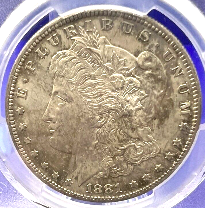 MS64 GRADED 1881 -S PCGS Morgan Silver Dollar Toned Slight Iridescence