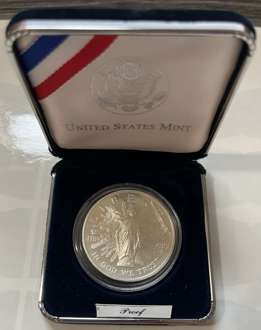 1989 - LIBERTY 90% SILVER DOLLAR Gem Proof in Airtite and Clamshell Case