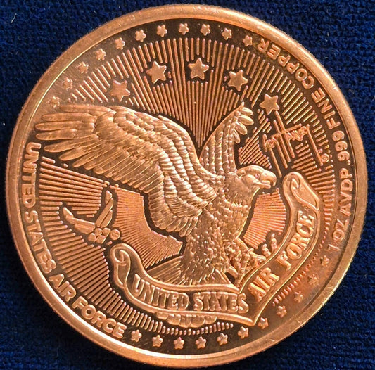 .999 1 Oz Fine Copper Air Force Guy Harvey Design Commemorative Coin F-15 Jet