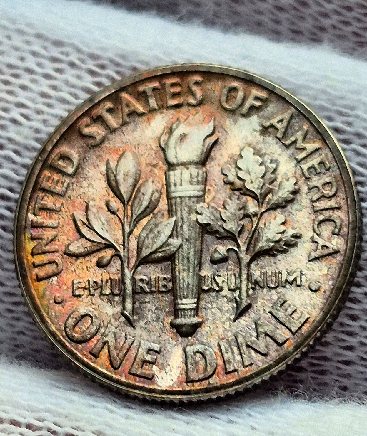 1962 Roosevelt PR 90% Silver Dime End Of BU OBW Roll Beautiful Rainbow Toning
