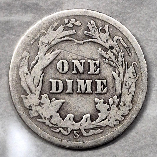 1912-S Barber Dime 10C San Francisco Mint 90% Silver Liberty Head Good