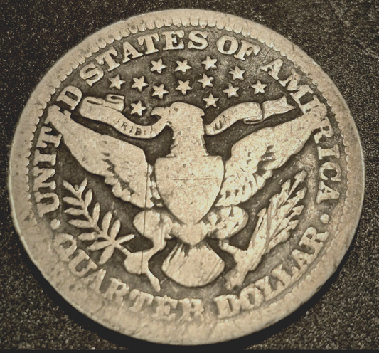 1913 Barber Silver Quarter 90 % SILVER Better Date Coin Crisp VG-F Features 25C