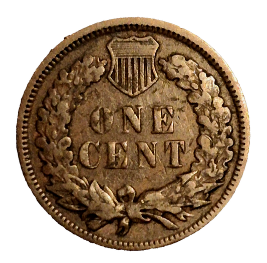 1886 Indian Head Penny Cent, Scarcer Type-2 Variety, Crisp VG-F Features 1C