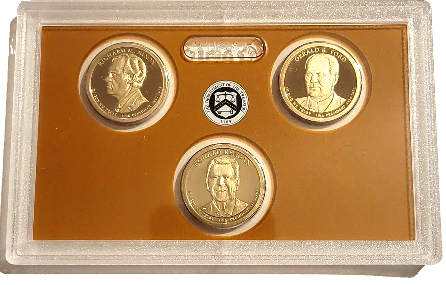 2016 S Presidential Proof Dollar Set REAGAN FORD NIXON without Box&COA