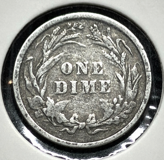 1898 Barber Dime 90% Silver Good Features Circulated Condition 10C