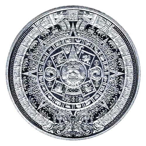 Lot Of (5) Aztec Calendar Rounds, 1/10 oz Fine .999 Silver Golden State Mint