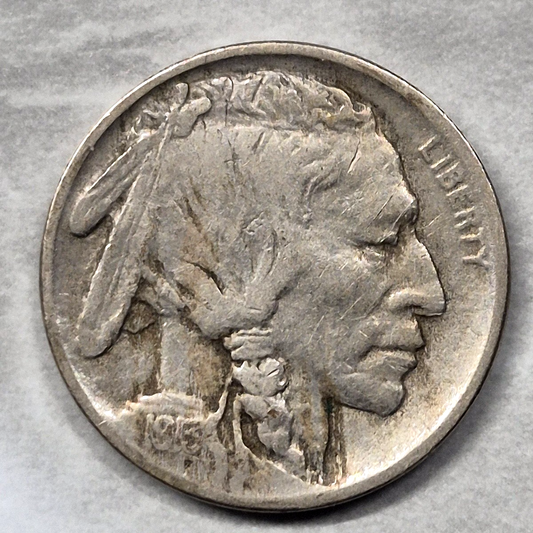 1913-D Buffalo Nickel Type 1 Raised Mound VF First Year 5C Low Mintage Denver