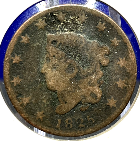 1825 Coronet Matron Head Large Cent Copper Penny ROTATED DIE 1c Collectible Coin