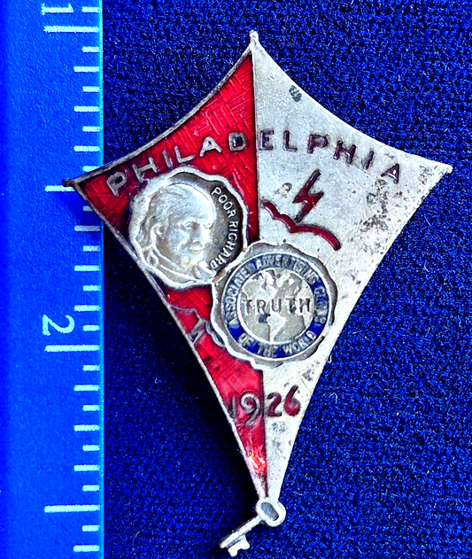 Vintage 1926 Sesqui-Centennial Expo Souvenir Poor Richard Enamel Kite Lapel Pin
