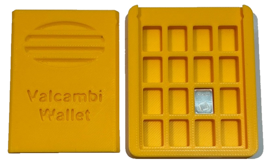 Yellow Valcambi Wallet Holds 32 SILVER Bars Slide Top INCLUDES 1 Gram Bar