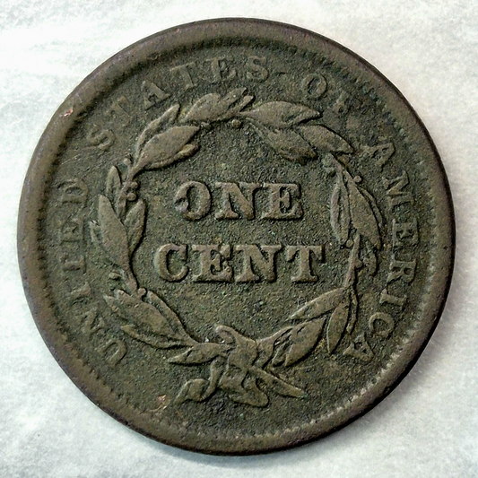 1841 Braided Hair Large Cent N-5 R-3 1C Fine Lowest Mintage of 1840s US Coin