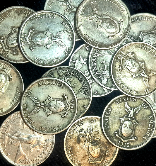 ☆1 Coin from Lot☆ 1944/1945 Philippines 50 Centavos .750 Silver Coin WWII Era