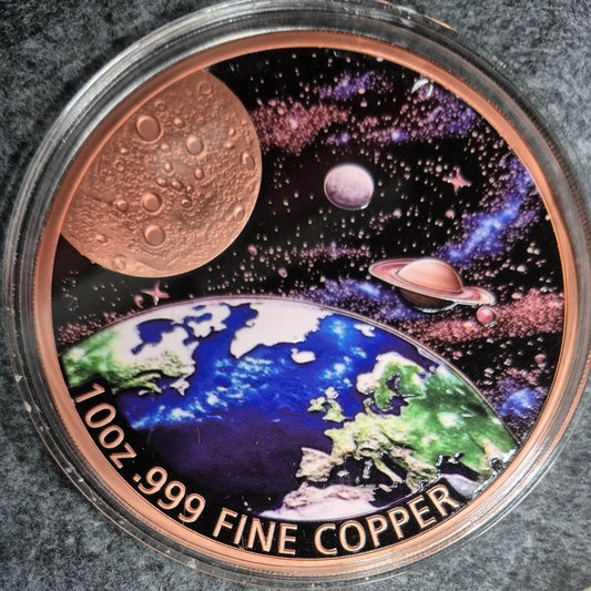 10 Oz AVDP .999 Copper Coin Gateway Explorer Universe Colorized Limited Mintage