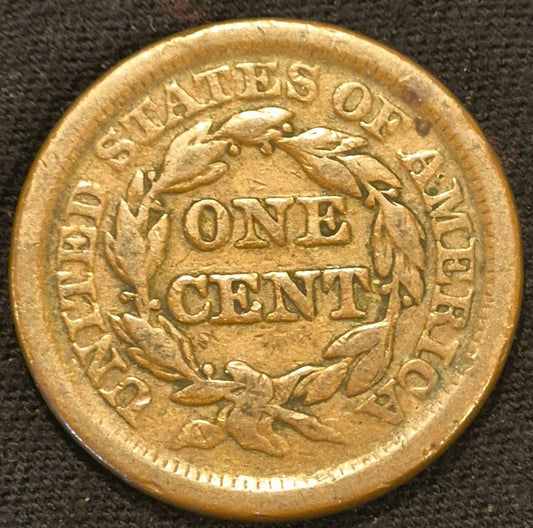 1853 Braided Hair Large Cent N11 R2 GSID 1168 strong VF Features