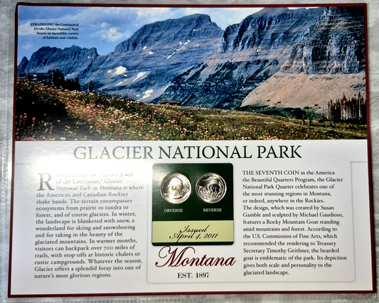 2011 P&D Glacier National Park ATB Quarters Bradford Authenticated Sheet Montana