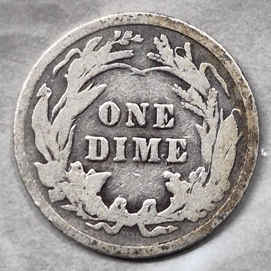 1909 Barber Dime 10C 90% Silver Philadelphia Mint Liberty Head Coin Good