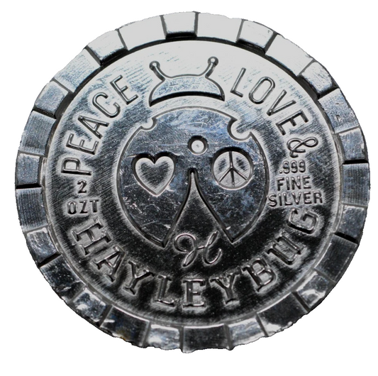 1 Oz 999 Silver Round United States of America EAGLE LOVE, PEACE & HAYLEYBUG