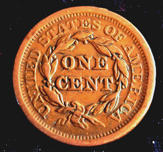 1851 Large Cent Braided Hair, N26-R4, Strong VF Features 1C