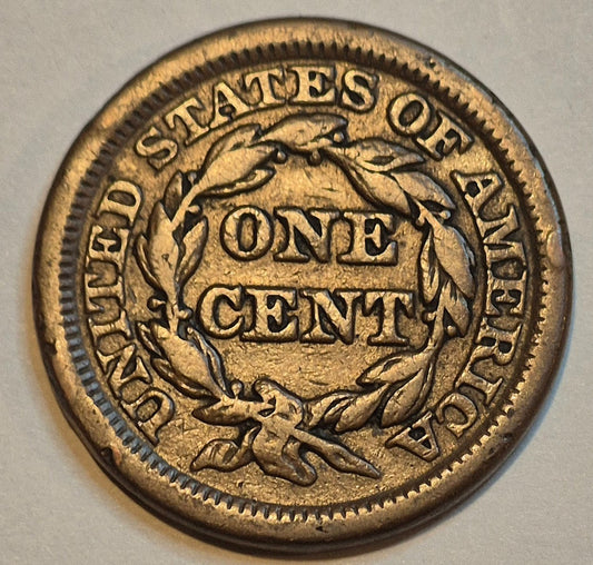 1848 1C BN Braided Hair Cent N1 R1 GSID 1138 VF+ Features