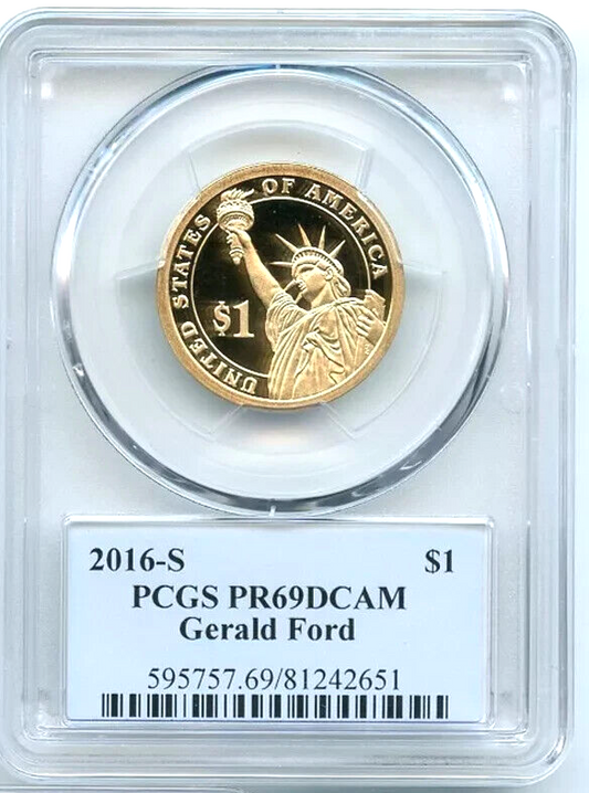 ✅ 2016 S Gerald R. Ford Presidential Dollar PCGS PR69DCAM Photo Label KEY DATE!