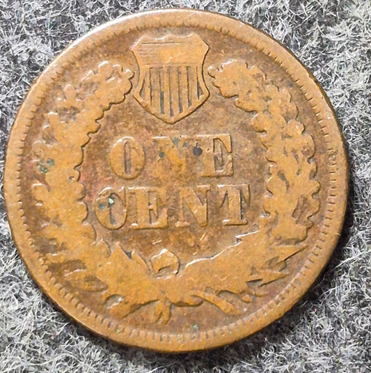 1868 Indian Head Cent Penny AG or Less Features, Hole Filler, Coin Pictured 1C