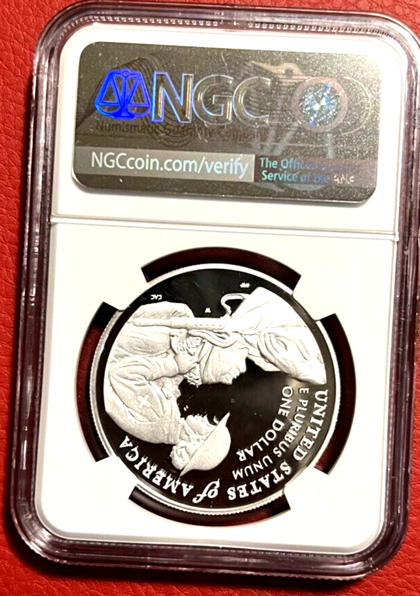 π 2022W Proof Silver COLORIZED PURPLE HEART Dolla NGC PF69 UC FDOI VERY RAREπ