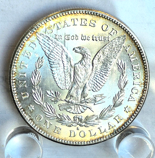 1878-S Morgan 90% Silver PL Strong MS Features Toned 7 Feathers 1st Year $1