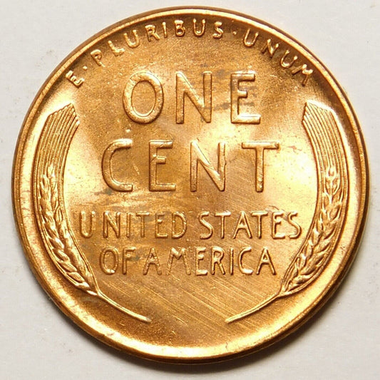 β
1957 - P Lincoln Wheat Cent Choice BU 1c BRILLIANT UNCIRCULATED From OBW Roll