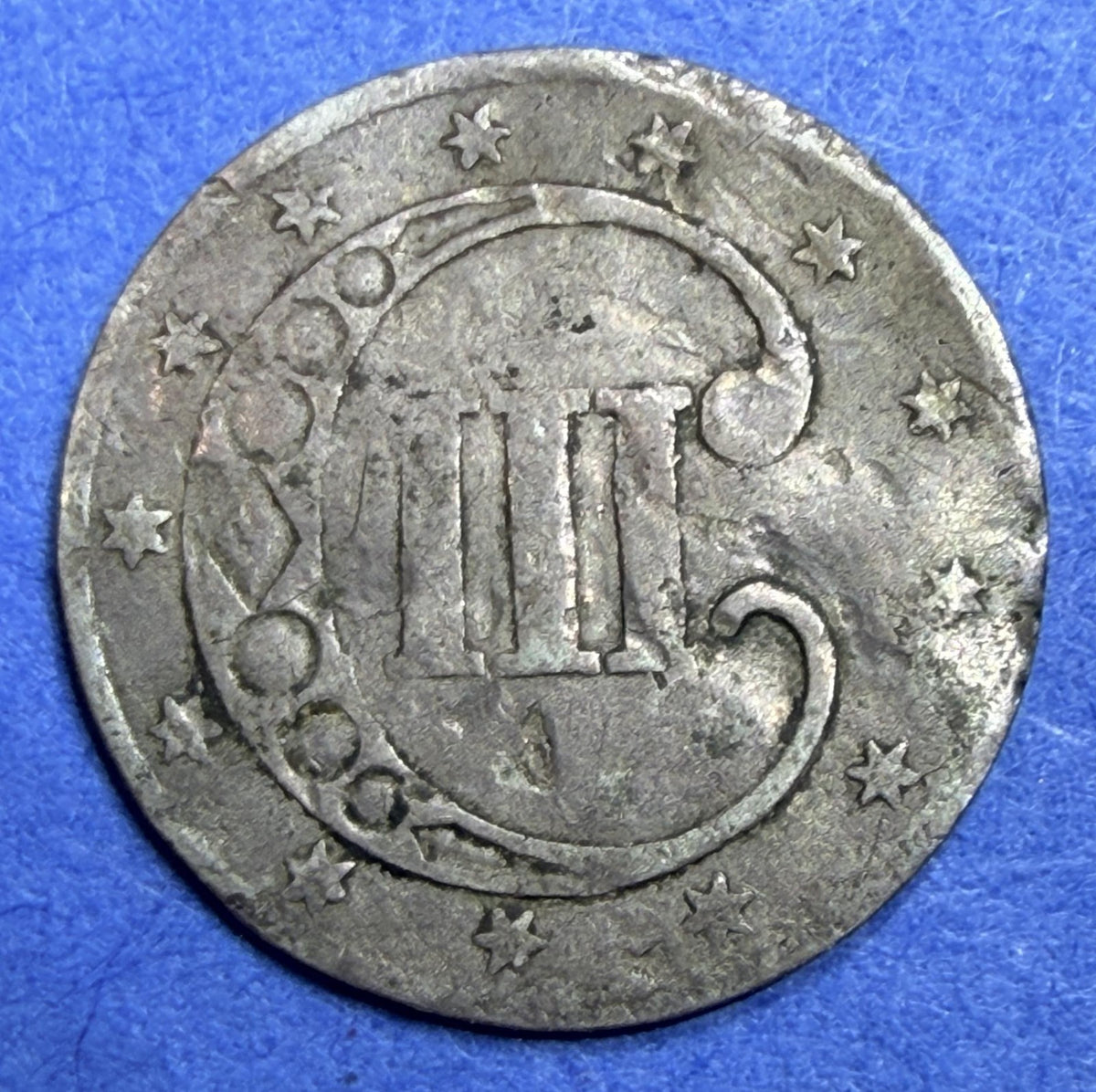 1852 Three Cent Silver 3CS VG Very Good Philadelphia Mint US Coin Bent Edges